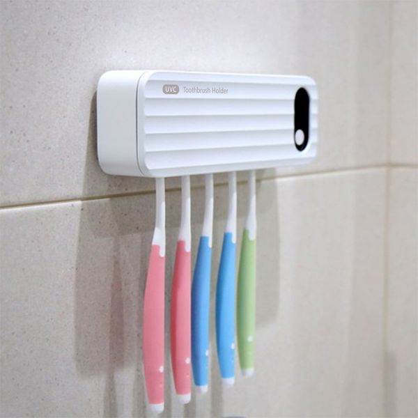 Toothbrush Sterilization Rack, UV Sterilization Box, Automatic Air - Drying, Rechargeable, Bathroom Storage Rack, Wall - Mounted, Drill - Free Installation