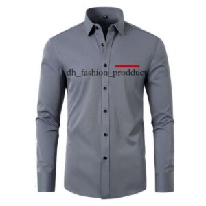 praded Designer men's shirt classic prafa men's long sleeved padel T-shirt men's polo shirt men's business casual shirt luxurious fabric simple style bf2