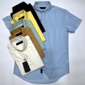 Short Sleeve Men Shirt for Summer Casual Wear Classic Slim Fit with Lapel Pocket Small Horse Embroidery Plaid Striped and Solid Colors Plus Size Button Up Tee