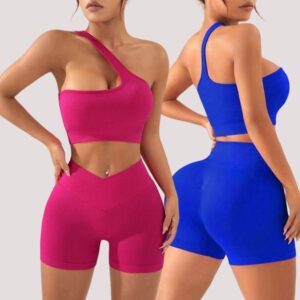 High quality women's fashionable tight shorts yoga set high waist exercise gym wearing elastic peach hip compression pants outdoor tight pants jumping cycle