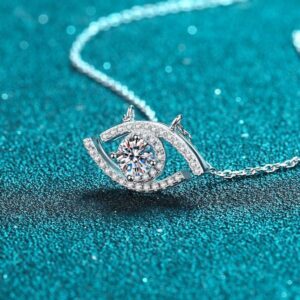 925 Sterling Silver Evil Eye Moissanite Pendant Necklace, Women's Fashion INS Accessories, Korean Design Style, Fine Jewelry