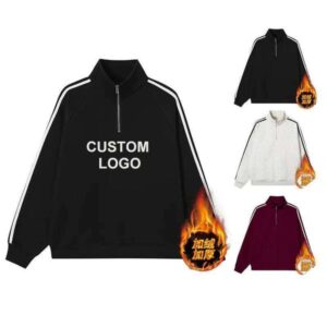 Custom Women's Oversized Vintage Fleece Hoodie Organic Cotton Long Sleeve Quarter Zip Sweatshirt Color Block design for Winter