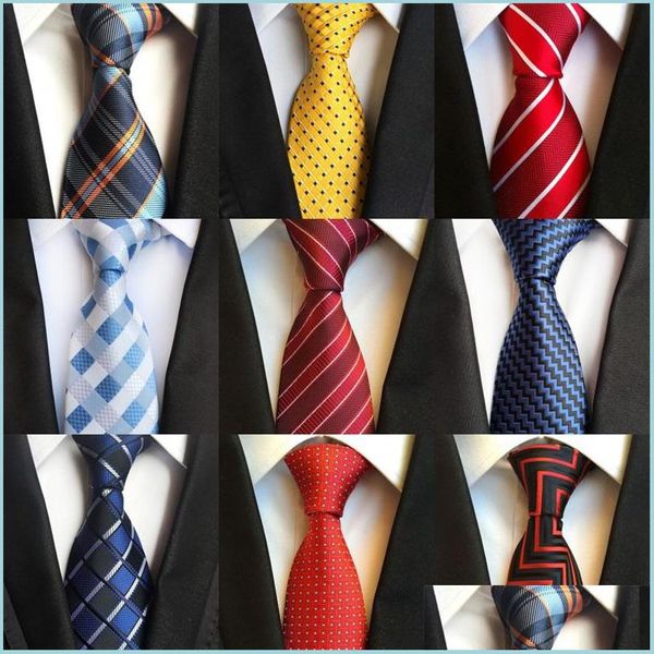 Neck Ties Designer Mens Ties 38 Design Silk Neck 8Cm Plaid Striped For Men Formal Business Wedding Party Gravatas 254 R2 Drop Deliv Dhrvs