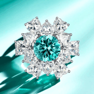 Paraiaba S925 sterling silver eight heart-arrow 8mm high carbon diamond irregular little stone ring fashionable trendy hot-selling designer style jewelry gift ring