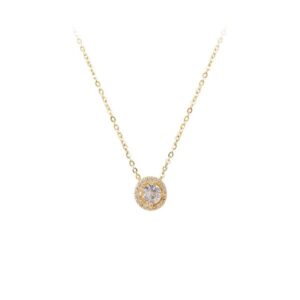 gold silver halo zircon necklace gift ready daily fashion essential eye catching jewelry