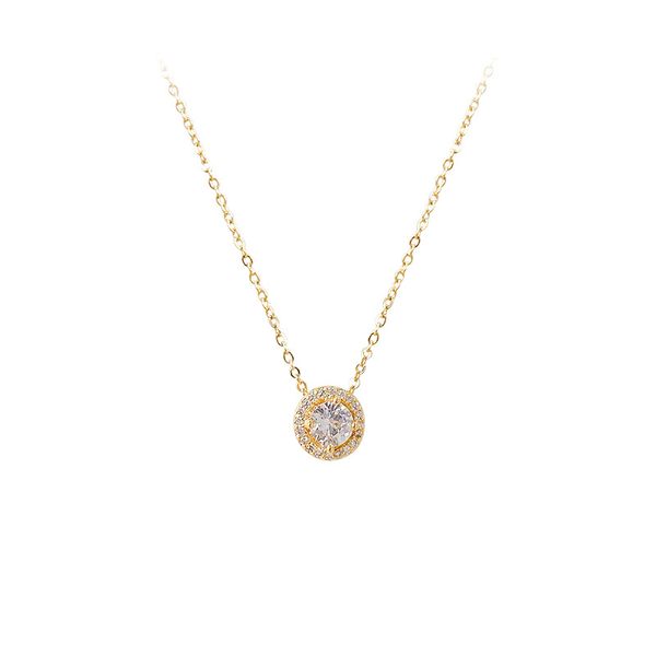 gold silver halo zircon necklace gift ready daily fashion essential eye catching jewelry