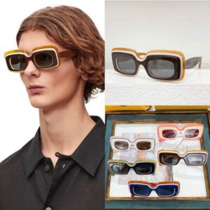 New Mens Womens designer multi layer rectangular sunglasses LW40139 acetate fiber square sunglasses UV400 protective mirror feet decorated with a gold logo