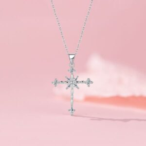 Fashionable Minimalistic Zircon Cross Pendant Necklace for Women – Uncommon Design Stainless Steel Chain