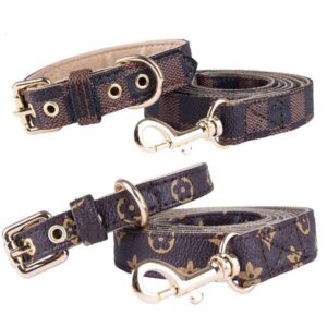 styles Adjustable PU Leather Pet Collars Fashion Letters Print Old wers Leashes for Cat Dog Necklace Durable Neck Decoration Accessory Pets Supplies b a a6d