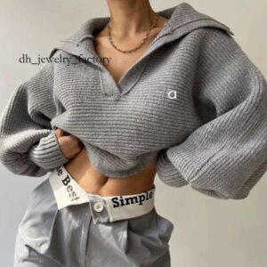 Women Pullover Fitness Autumn Sweater Woolen Knit Outdoor Jogging Loose Womens Long Sleeve Aloness Sweatshirts Turn-Down C 249