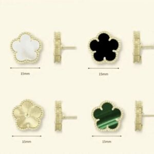 Designer Earrings – Retro Four-Leaf Clover Pattern Earrings -Four-Leaf Clover Mother-of-Pearl Stainless Steel Gold Earrings Quality Version Does Not Fade