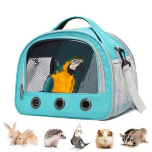 Travel Carrier, Portable Small Bird Parrot Parakeet Carrier with Soft Mat, Side Access Window Collapsible to Carry and Transport Birds Vet Visit