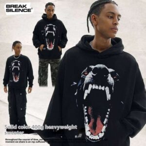 Hound American Street Style Unisex Hoodie Crossover Heavyweight Solid Color Crew Neck Tall