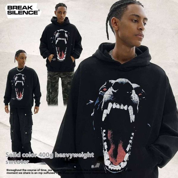 Hound American Street Style Unisex Hoodie Crossover Heavyweight Solid Color Crew Neck Tall