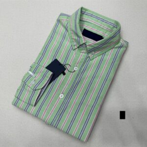 Men Casual Striped Shirt Small Horse Designer Shirt Fashion Spring And Autumn Long Sleeve Shirt With Embroidered Details Comfortable Fit Quality Business Dress Top