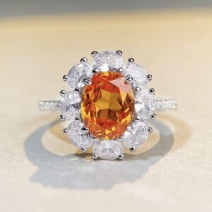 Paraiaba S925 sterling silver sunflower series high carbon diamond luxury full-diamond ring hot-sell elegant fashionable live streaming cross-border 3CT ring