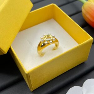 Band Rings Letter Designer Gold Ring 18k Gold Plated for Women Fashion Pearl Open Luxury Engagement Wedding Pearl Party Jewelry