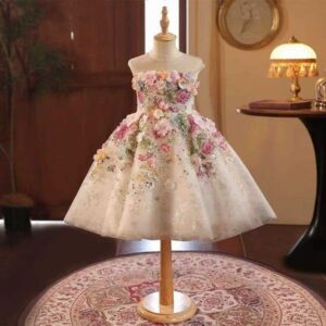 Girl's Dresses Girls' High-end French Mori summer birthday flower child small host piano dress children princess skirt Q250327