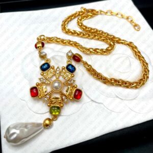 Exquisite Antique Style Necklace and Necklaces Chain Link Jewelry Jewellery Pendant Colorful Gemstone Luxury Gift Creative Design High End Craftsmanship