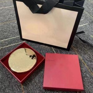 Designer Portable Gold Makeup Classic Letter Folding Double sided Round Cabinet Small Mirror Gift Box