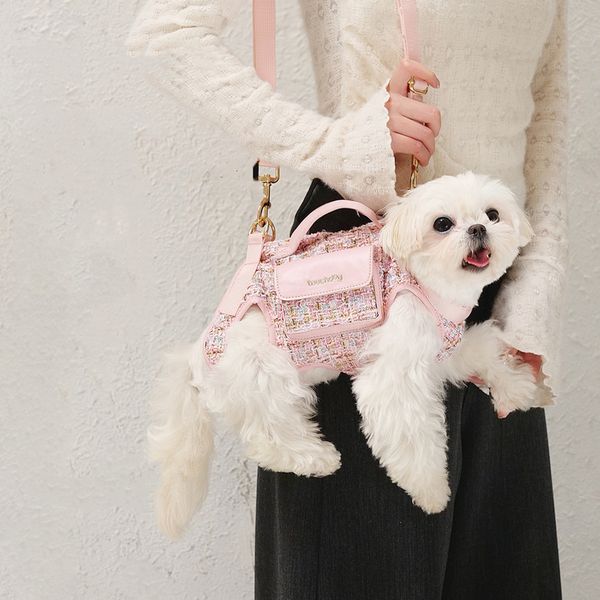 Carrier, Portable Messenger Bag for Small Medium Dogs, Puppy Carrier with Adjustable Strap, Handheld Dog Harness C15