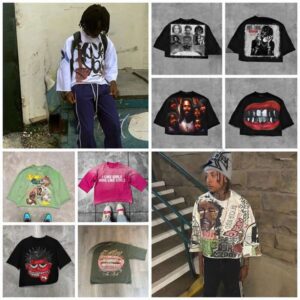 Mens T Shirts Y2K Shirt designer tshirts Mid Long Sleeve Men Women Punk Hip Hop Graffiti Style Graphic Printed Oversized Haruku Loose Short Sleeved