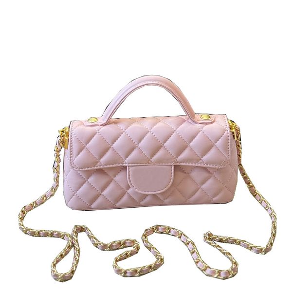 25P Vintage Women Designer Small Tote Flap Bag Gold Rivets Metal Sequined Decoration Hardware Quilted Leather Diamond Matelasse Chain Shoulder Handbag 19x10cm