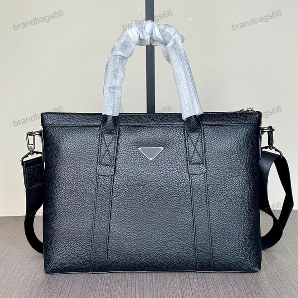 Luxury top-level briefcase designer bag made of calf leather with lychee pattern high-end travel portable large capacity soft and wear-resistant compartments