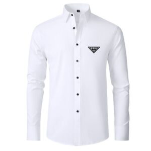 GG-P-R-A Designer Men's Business Dress Shirts New Brand Elastic Shirt Men Long Sleeve Business Casual Clothing Fashion Slim Fit Shirt Elegant Shirts For Men