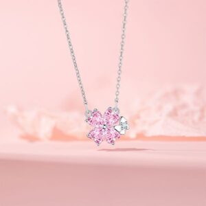 Chic Female Necklace Featuring a Pink Zircon Blossom Pendant – Sleek Stainless Steel Locket Ideal for Commute