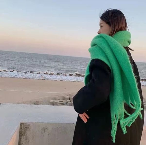 1-216 Winter Scarf - Thick Wool Neck Warmer in Solid Color