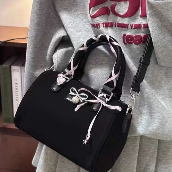 2024 new fashionable high-end handbag, niche girl heart butterfly bow, Boston commuting single shoulder diagonal cross bag