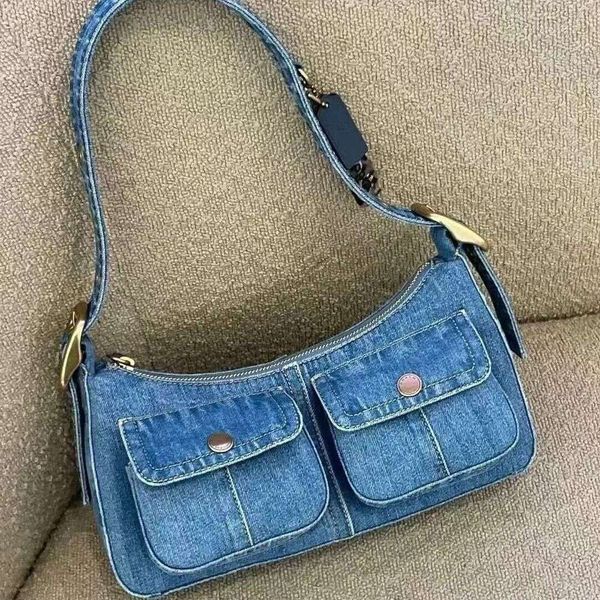 2025 new fashionable underarm denim niche commuting crossbody bag single shoulder