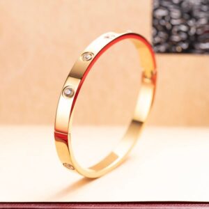 Timeless Clasp Bangle Bracelet in 18K Gold Plated Stainless Steel Slim and Standard Versions Available in Size 17 and 19 Elegant Unisex Design