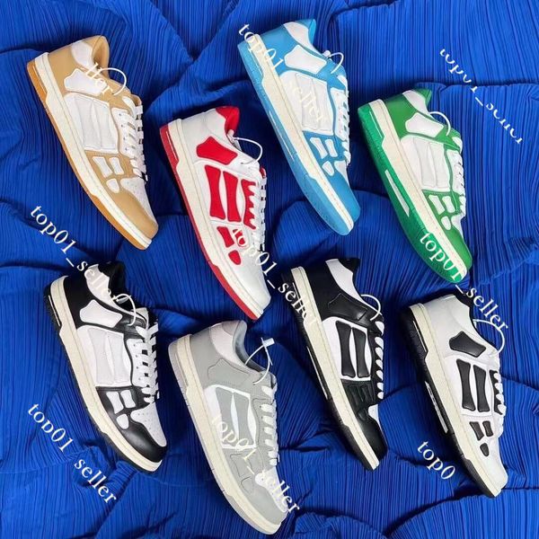 Designer Casual Shoes Athletic Skelet Bones Runner Top Low Skel Skeleton Men Skeletons Women Black White Genuine Hi Leather Sneakers Lace Up Original sport Trainer