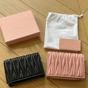 Women Short Card Holder Designer Mini Purses Black Pink New Ladies Fashion Pleated Wallet Coin Purse Zipper Closure Multiple colors Small Wallets 10a