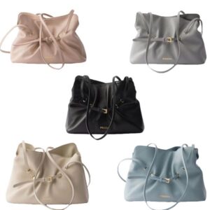 Designer bag Soft pleated luxury Double straps bag black Stamping letter women Female style Shoulder bag handle bag Multiple colors