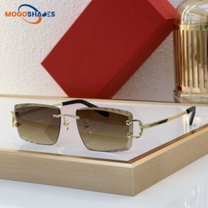 Designer Rimless Sunglasses For Women Vintage Mens diamond cut lenses Glasses Gold Silver Metal Legs fashion Glasses 0094