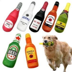 Beer Bottle Shaped Small Large Funny Plush Dog Chew Toy Squeak Sound Clean Teeth Pets Interactive Playing Supplies