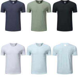 Men Yoga Outfit Gym T shirt Exercise Fitness Wear Quick-drying shorts Sportwear Trainning Basketball Running Shirts Outdoor Tops Short Sleeve Elastic Breathable