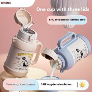 Stylish Kids' Insulating Water Jug – 316 Food Safe Stainless Steel, Ideal for School Use with Integrated Straw Feature