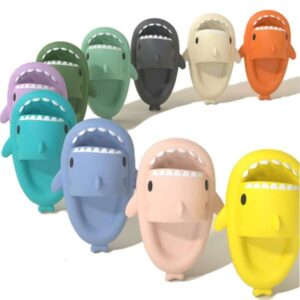 2023 Designer Slippers Summer Shark Sliders Men Women Kids Slides Pink Blue Grey Memory Foam Sandals Soft Thick Cushion Slipper Cloud82855