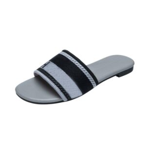 Embroidered Slides Fabric Slippers Designer Sliders Women Sandals Classics Black White Animal prints Flip Flops Summer Flat Mule Beach Floral brocade striped Gear