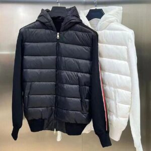 Men Hooded Collar Down Coat Wool knitting Splicing Design Jacket Clothing Waterproof thicken Zippers Parkas Black White Color Outerwear