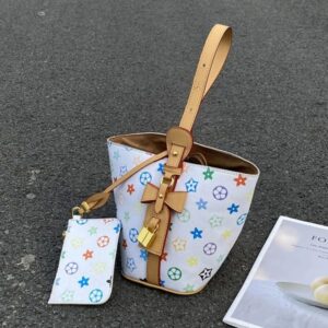 Design Sense White Tri-color Multi-purpose Bucket Bag Hand Bag New Niche Large Capacity Hand Crossbody Shoulder Bag 2025