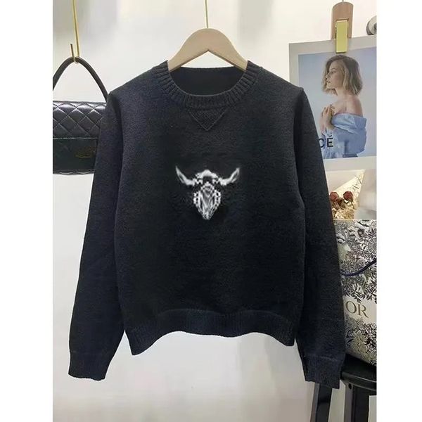Women Sweaters Designer Fashion Retro Casual Pullover Crew Neck Sweater Embroider Autumn Winter Tops Women Letter Knitted Sweater Black White Letter Sweater