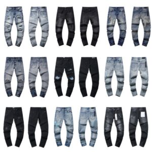 Mens Designer Jeans Distressed Denim Jeans with Splattered Ink Print High Street Retro Style