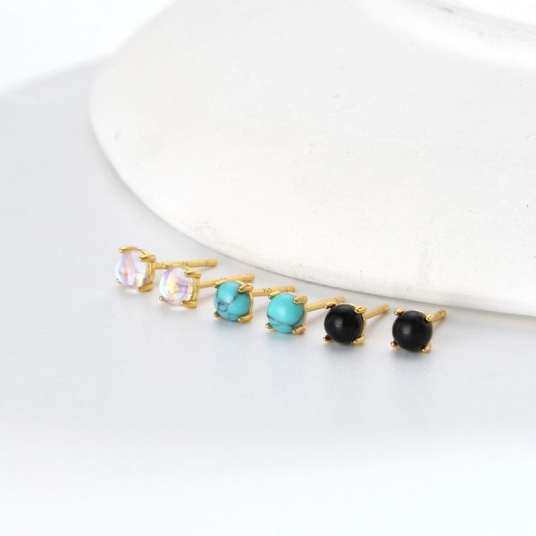 S925 pure silver stone-set ear studs - Simple and cool style, perfect for casual wear, versatile and trendy silver ear studs with personality.