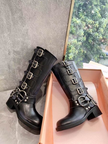 designer boots cowboy boots for womens tall boots shoes brown black white leather biker boots girl boots round toe chunky heel martin boots belt buckle trim booties
