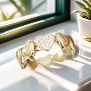 S925 sterling silver luxury gold-plated love heart band ring elegant versatile suitable all fingers Unique design ring gift for girlfriend classmate sister mother